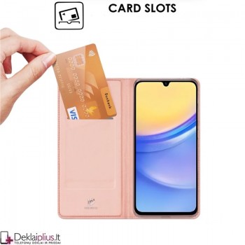 Dux Ducis Skin Pro dirbtinės odos dėklas - rausvas (Samsung A16/A16 5G)